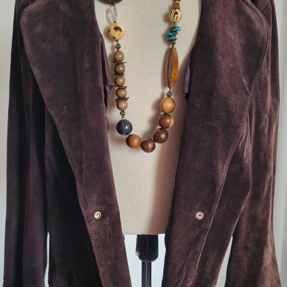 Live a Little Genuine Leather Suede Vintage Boho Hippie Jacket w/Grommets (Size: - Picture 12 of 16